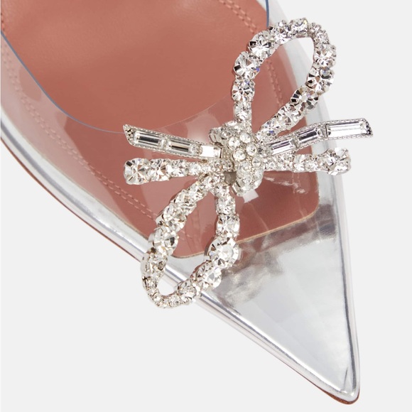 Amina Muaddi Rosie See Through Clear Slingback Embellished Bow Pumps size 40 - Picture 7 of 10